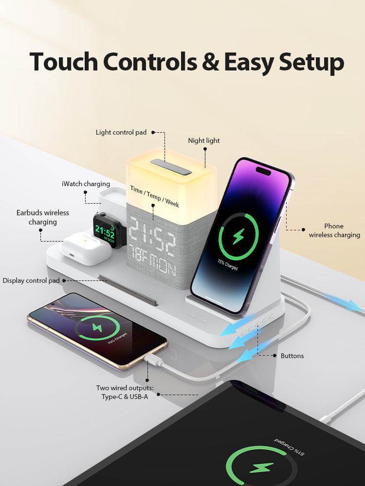 6-in-1 Wireless Charging Set Touch Night Light