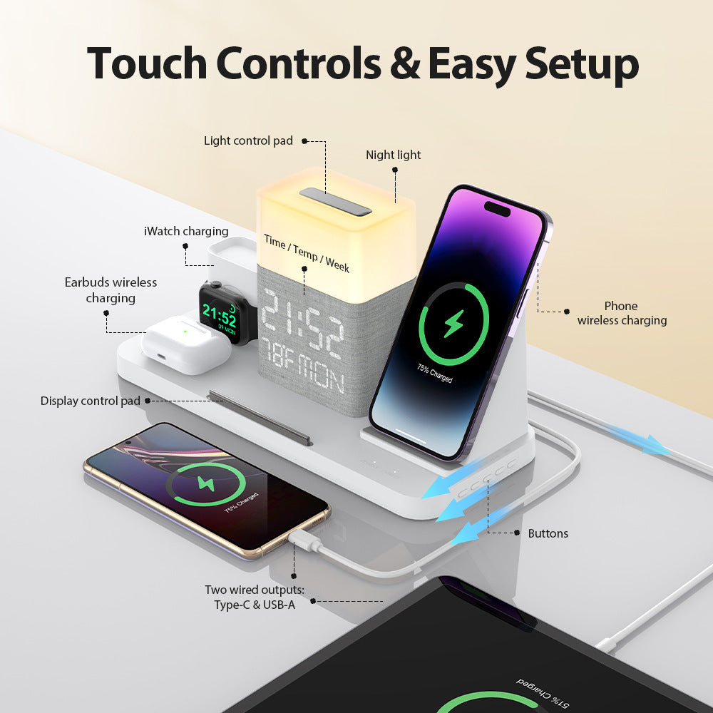 6-in-1 Wireless Charging Set Touch Night Light